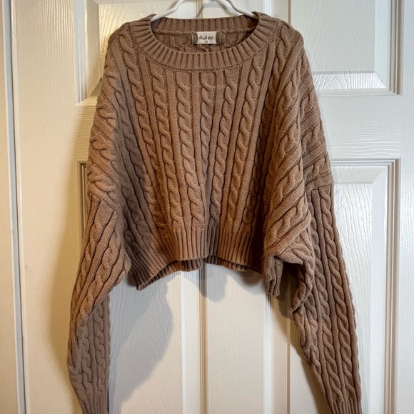 Altar'd State Tan Cable Knit Sweater, Size M - Picture 1 of 13